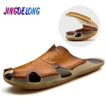 Men's Soft Leather Casual Comfortable Flats slippers Sandals