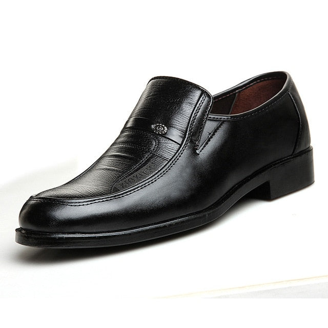 Leather Slip On Round Toe Office Shoes