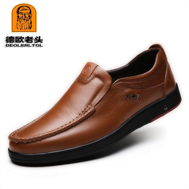 Top Quality Genuine Head Leather Soft Anti-slip Men's Shoes