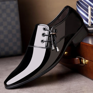 Men's Pointed Toe Slip-on Patent Leather Shoes
