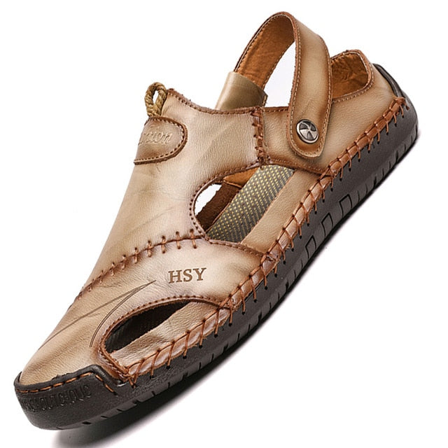 Genuine Leather Men's Sandals Summer Soft Shoes