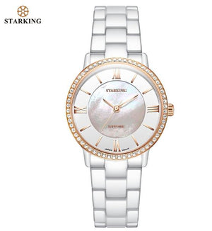 White Ceramic Diamond Sapphire Quartz Watch For women
