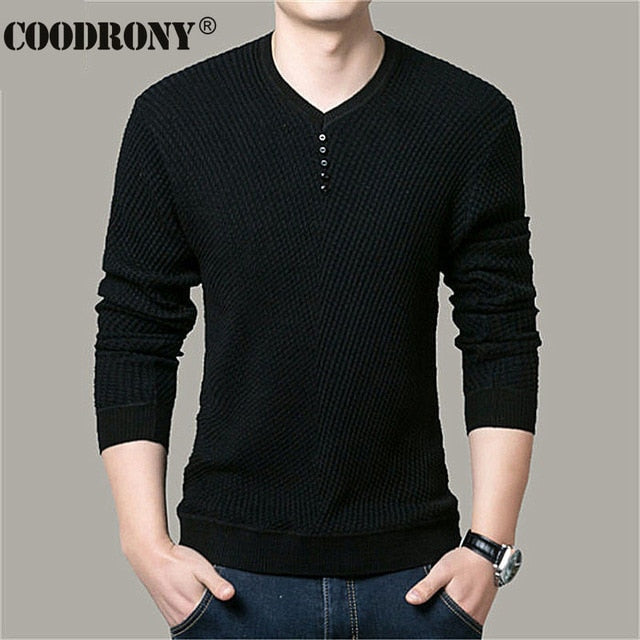 V-Neck Pullover Slim Fit Long Sleeve  Knitted Cashmere Wool Shirt