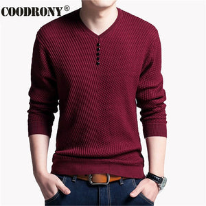 V-Neck Pullover Slim Fit Long Sleeve  Knitted Cashmere Wool Shirt