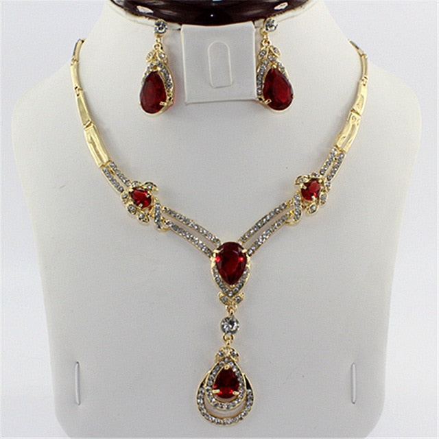New Fashion women Wedding Bridal  Party gold-color Jewelry  Sets