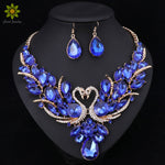 Crystal Bridal Jewelry Sets Gold Color Swan Pendant Necklace Set