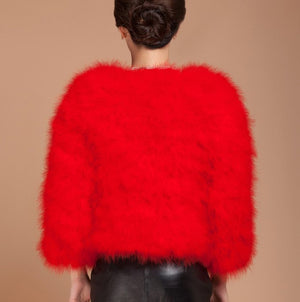 Real Fur Coat  Genuine Ostrich Feather Fur Winter Jacket