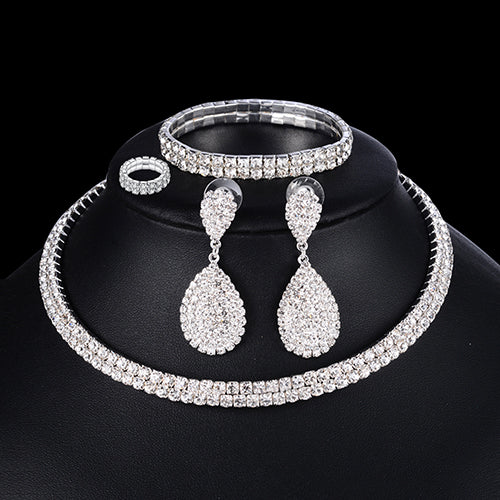 4 PCS Luxury Wedding Bridal Jewelry Sets for Brides